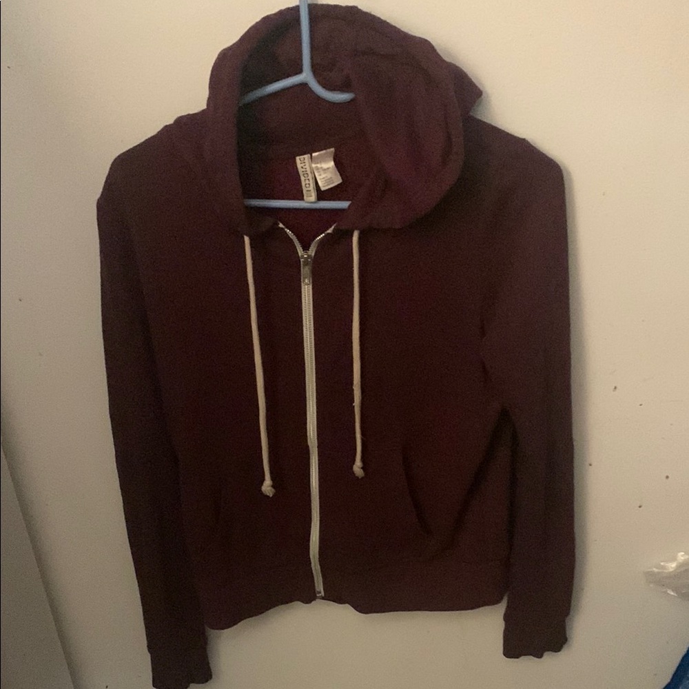 Beautiful H&M Burgundy Full Zip-Up Hoodie Sweatshirt SZ Small 😍
